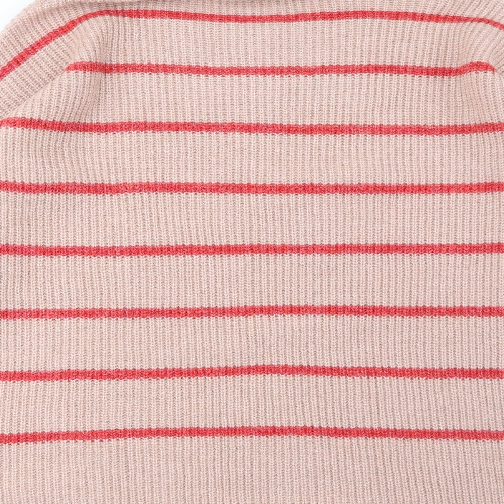 George Womens Pink Roll Neck Striped Acrylic Pullover Jumper Size L