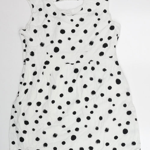 Bravissimo Womens White Polka Dot Viscose Sheath Size 18 Scoop Neck Zip