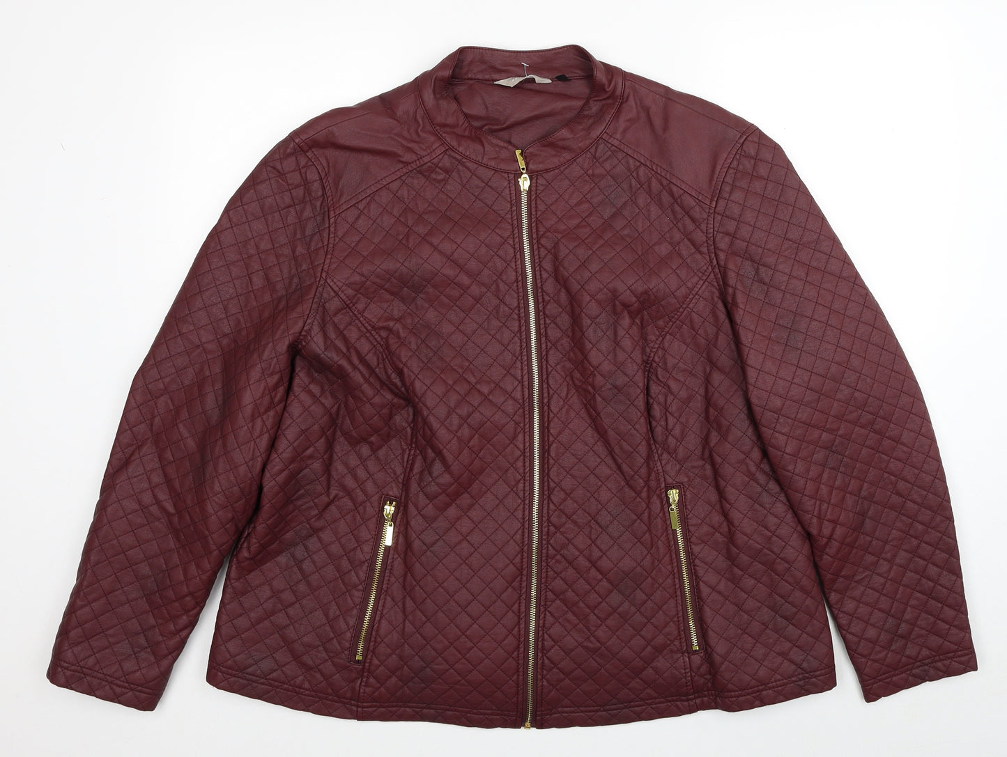 Anthology Womens Red Quilted Jacket Size 24 Zip