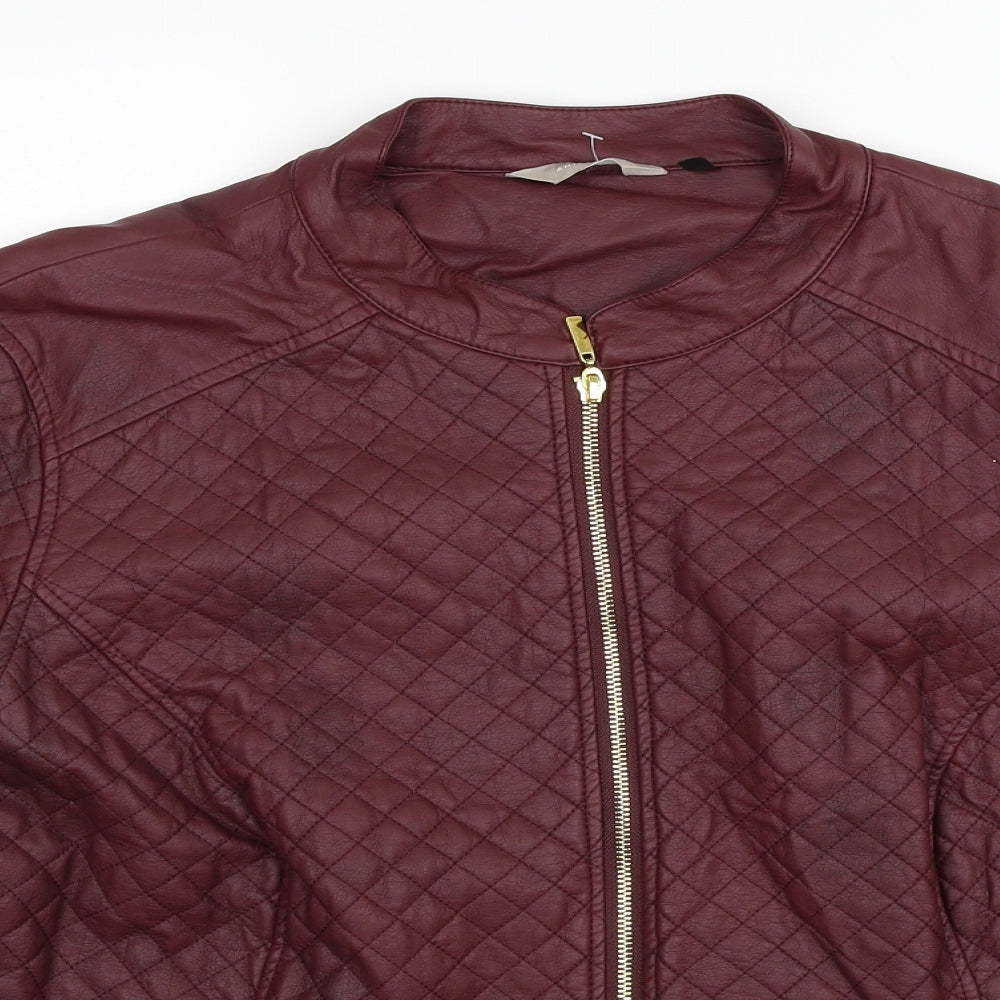 Anthology Womens Red Quilted Jacket Size 24 Zip
