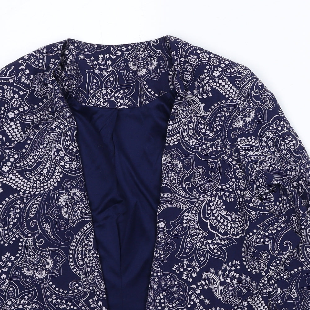 Preworn Womens Blue Paisley Jacket Blazer Size 6