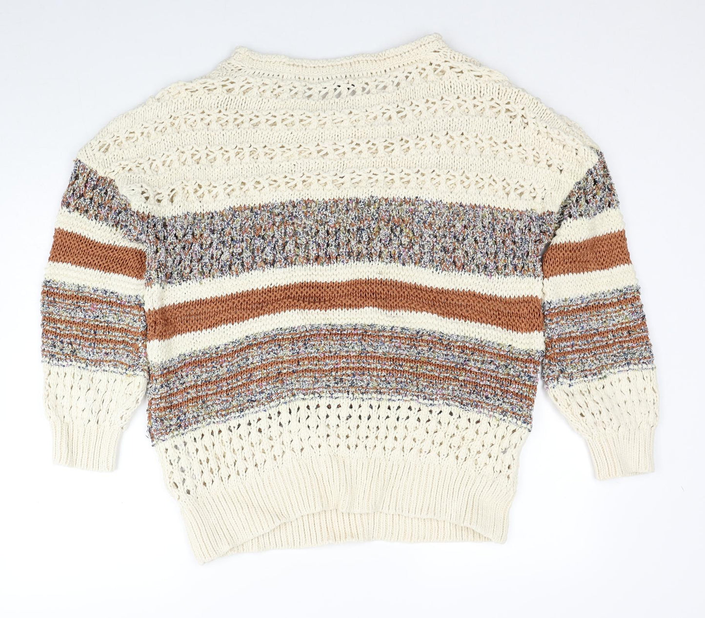 Zara Womens Multicoloured Round Neck Cotton Pullover Jumper Size M - Size M-L
