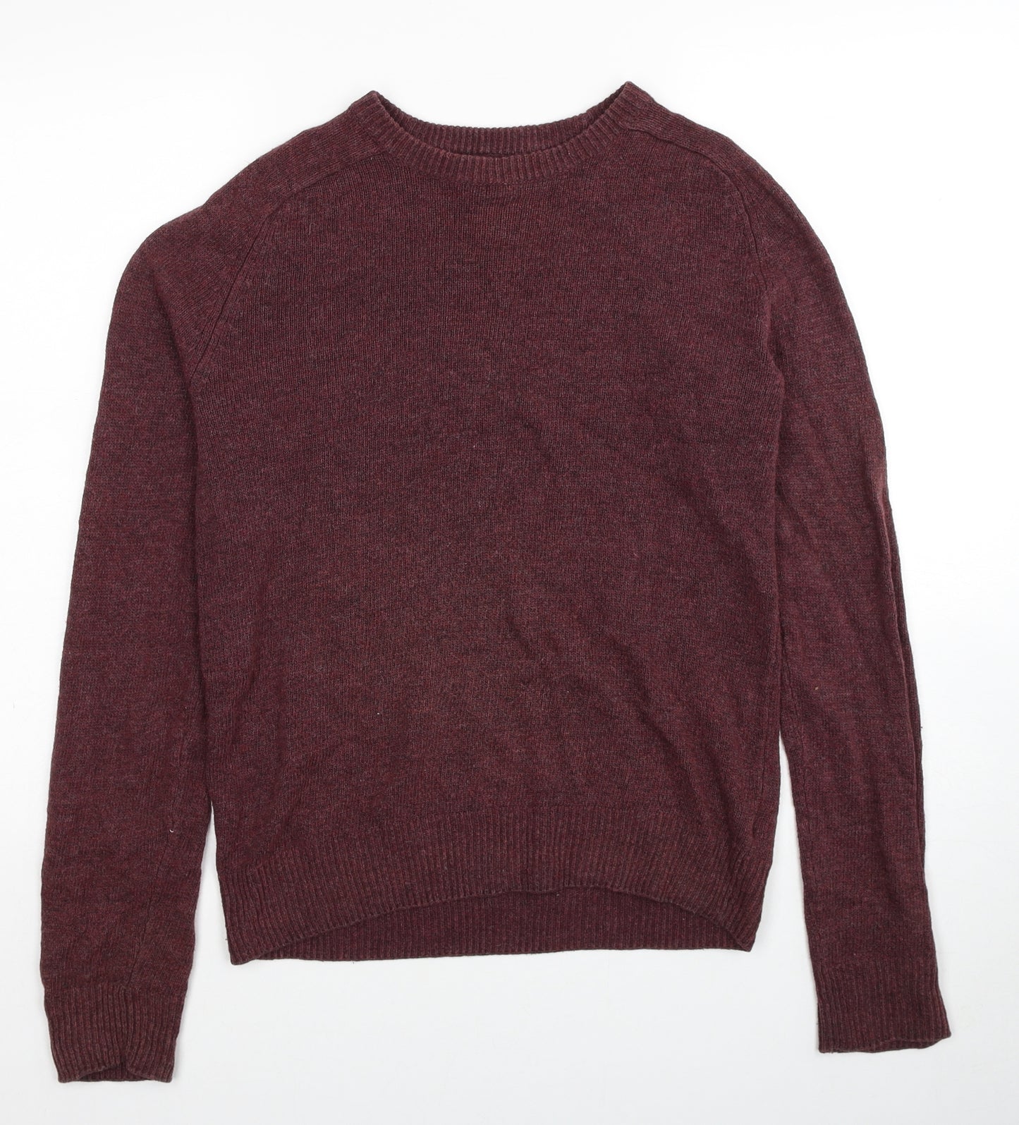 Divided by H&M Mens Red Round Neck Cotton Pullover Jumper Size S Long Sleeve
