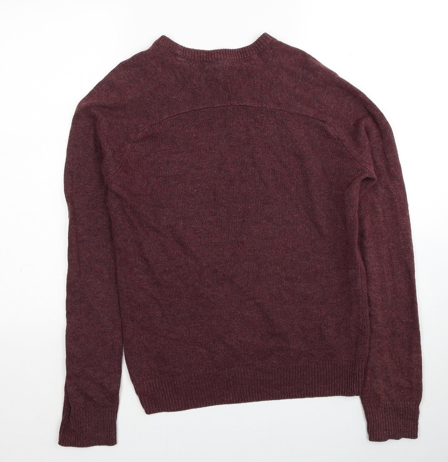 Divided by H&M Mens Red Round Neck Cotton Pullover Jumper Size S Long Sleeve