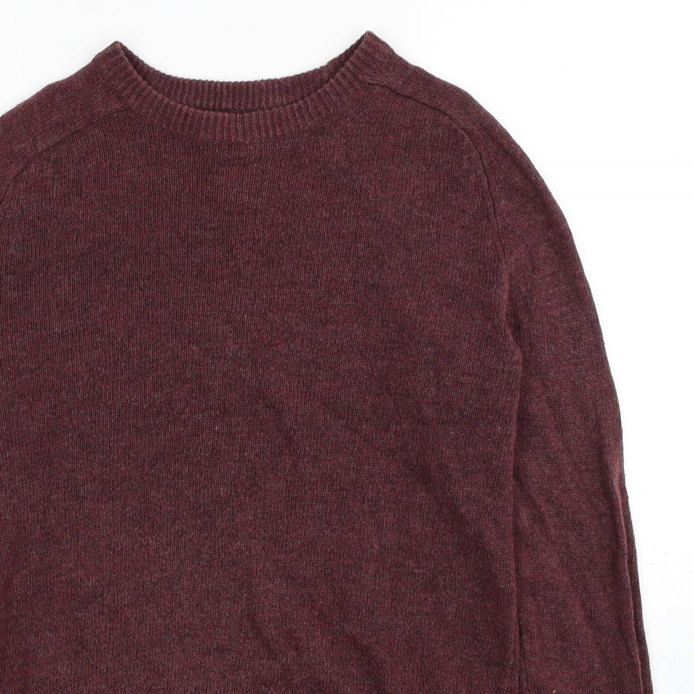 Divided by H&M Mens Red Round Neck Cotton Pullover Jumper Size S Long Sleeve