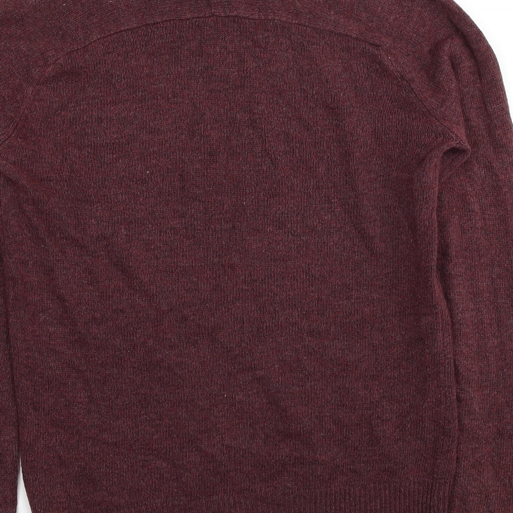Divided by H&M Mens Red Round Neck Cotton Pullover Jumper Size S Long Sleeve