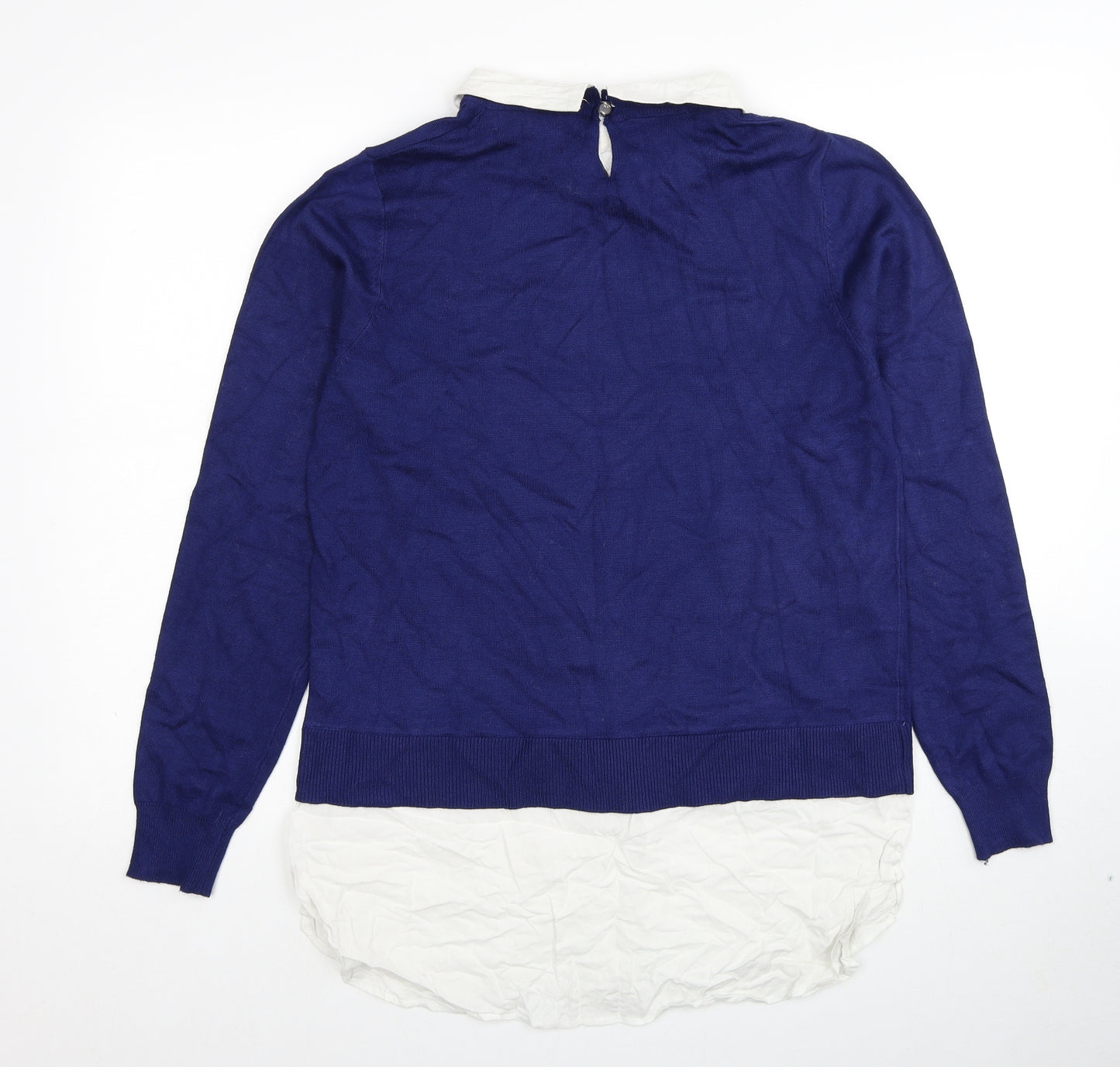 QED London Womens Blue Collared Viscose Pullover Jumper Size L - 2 Piece