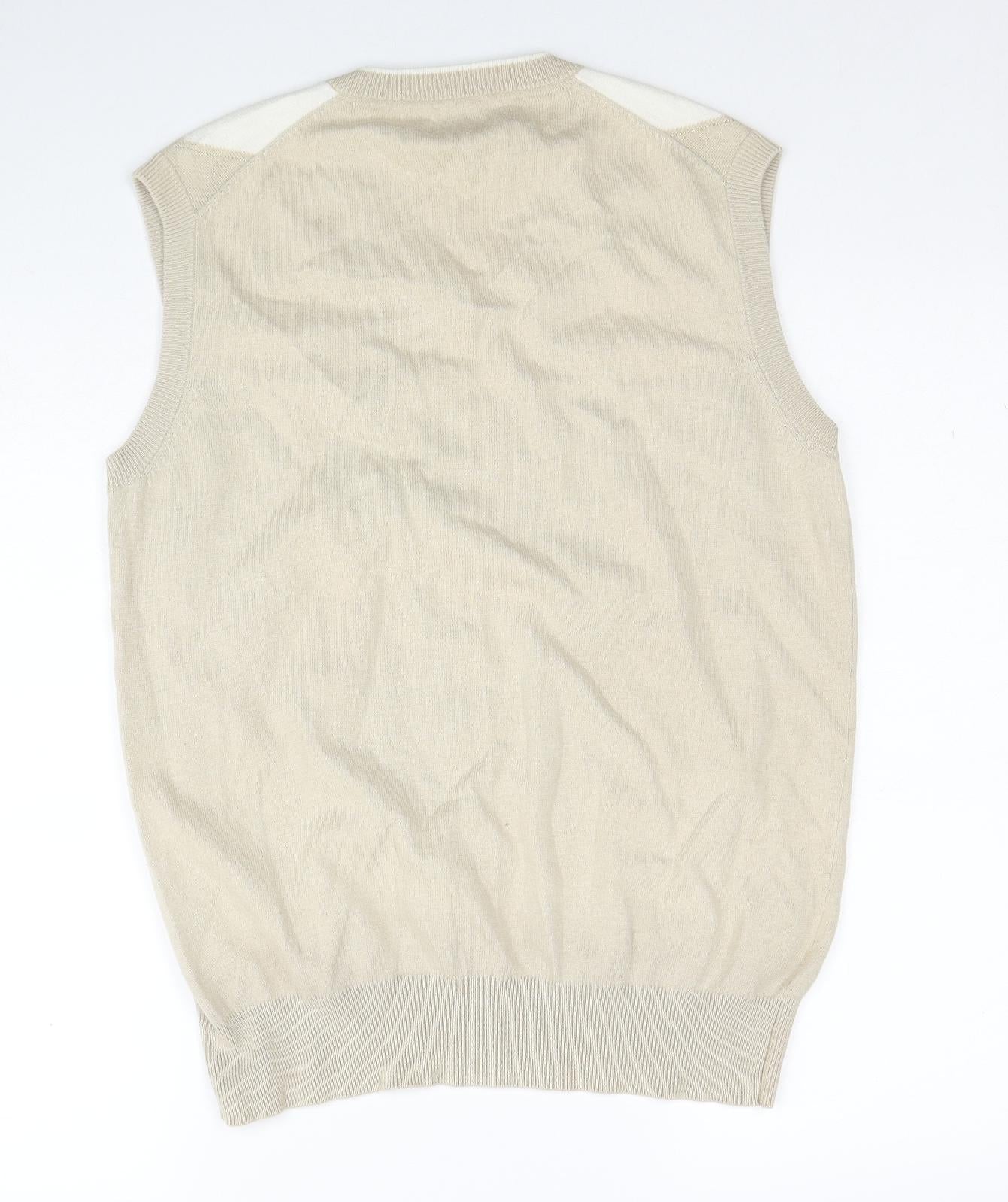 Ping Womens Beige V-Neck Argyle/Diamond Polyester Vest Jumper Size 12