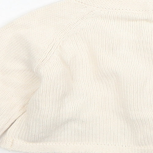 George Girls Beige Cotton Cardigan Jumper Size 3-6 Months Button - Cute Animals