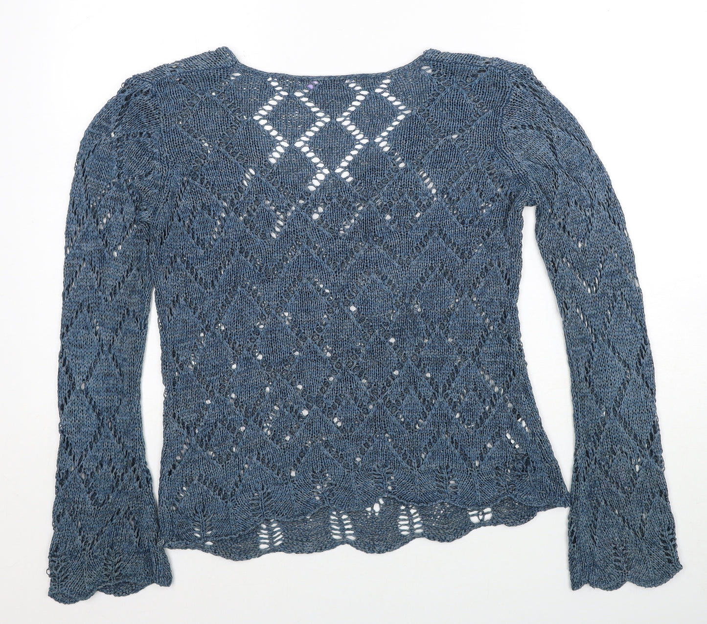 Papaya Womens Blue V-Neck Acrylic Pullover Jumper Size 12