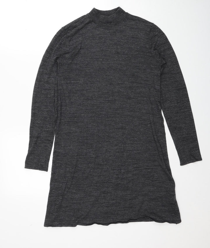 H&M Womens Grey Polyester Jumper Dress Size XS Mock Neck Pullover