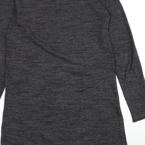 H&M Womens Grey Polyester Jumper Dress Size XS Mock Neck Pullover