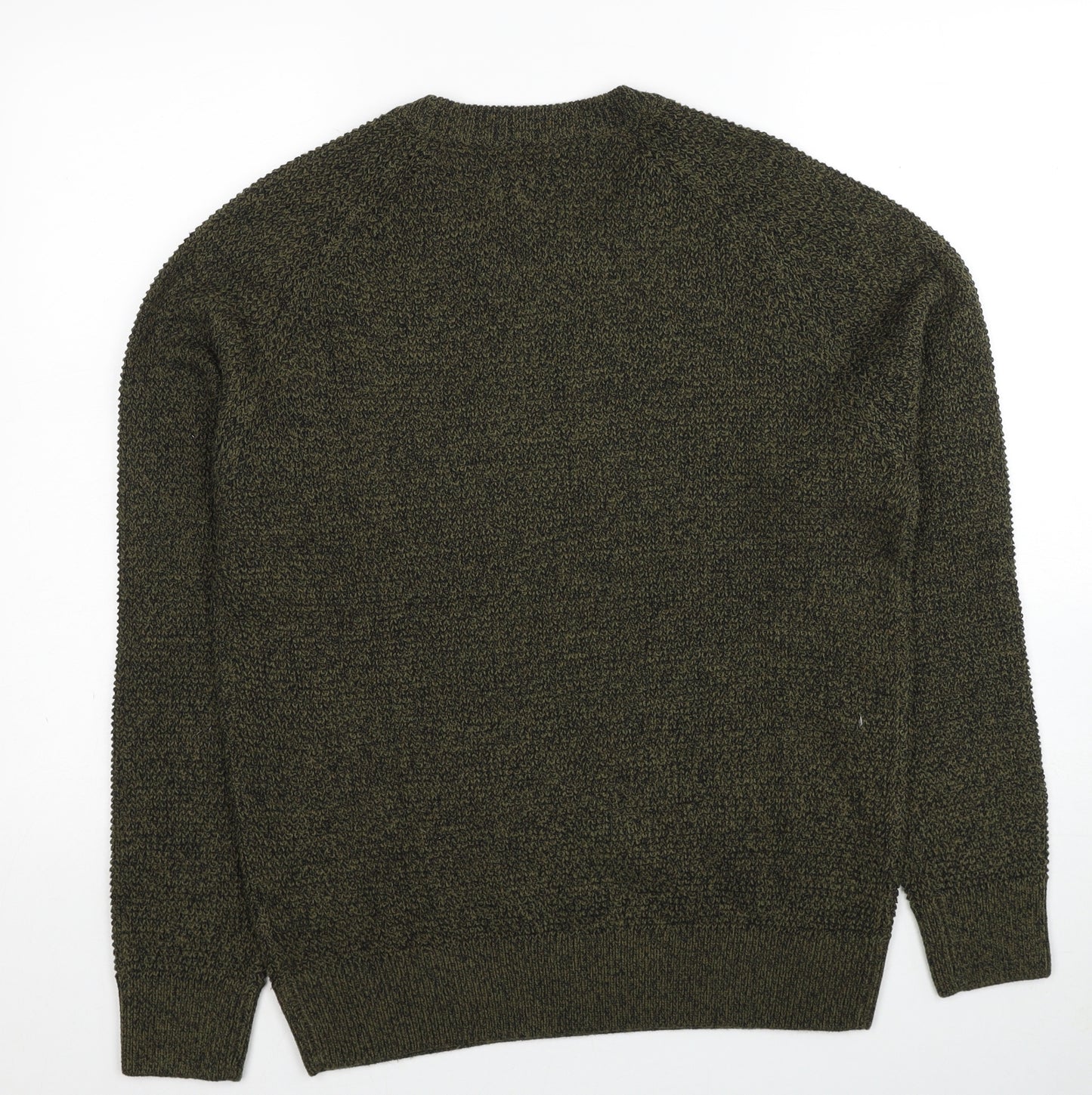 NEXT Mens Green Round Neck Acrylic Pullover Jumper Size S Long Sleeve