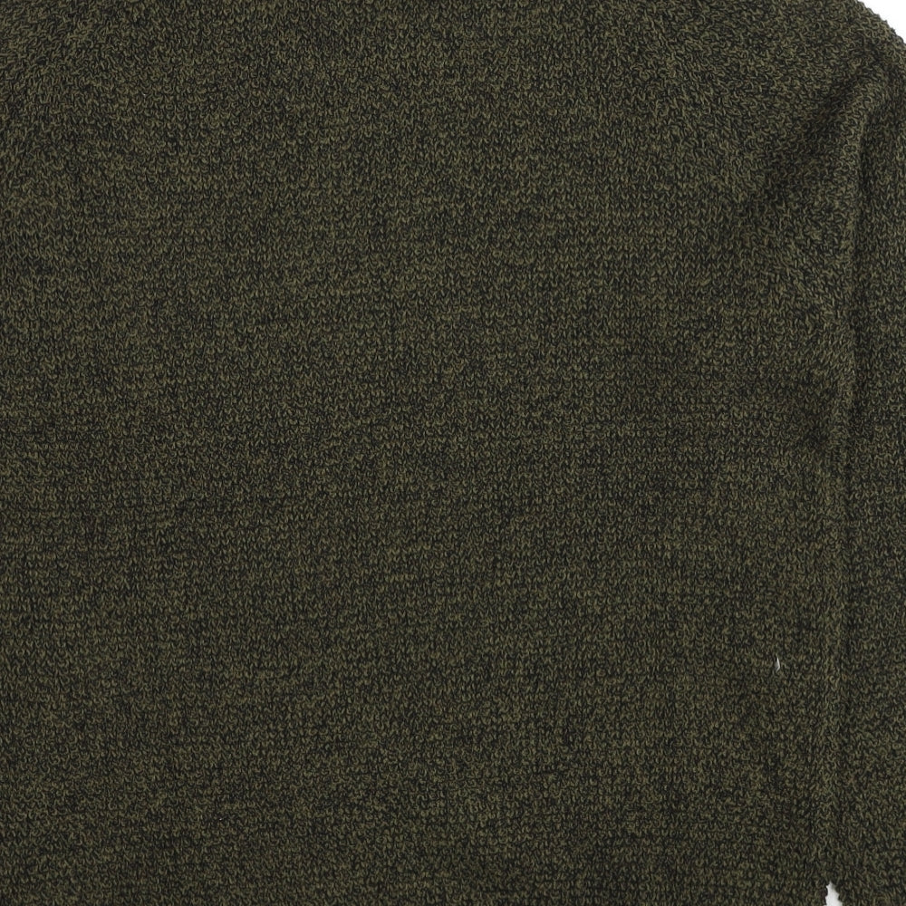 NEXT Mens Green Round Neck Acrylic Pullover Jumper Size S Long Sleeve