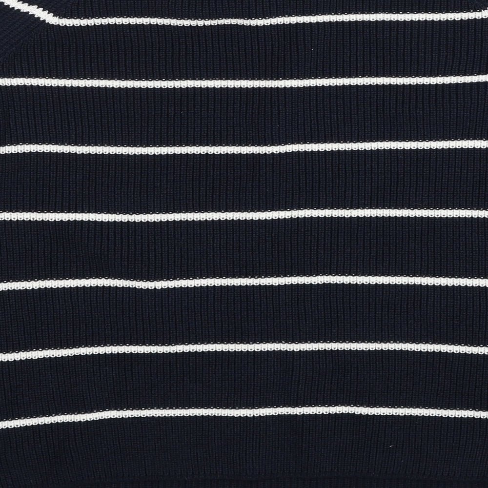 Betty Barclay Womens Blue Round Neck Striped Acrylic Pullover Jumper Size 10