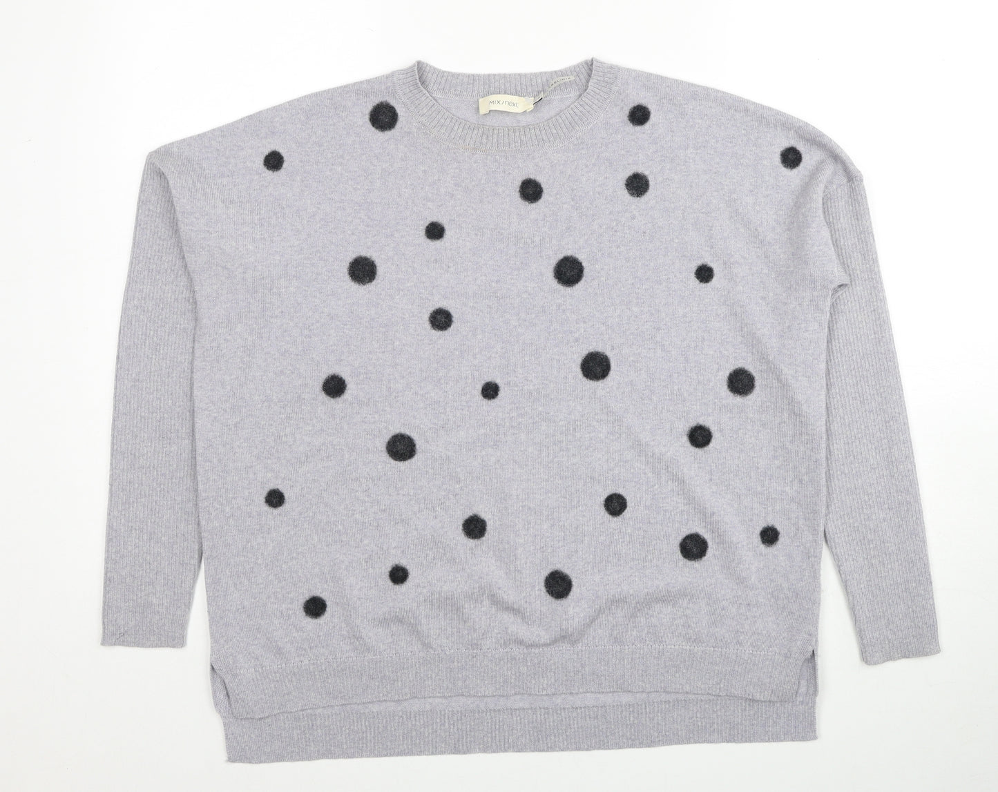 NEXT Womens Blue Round Neck Polka Dot Wool Pullover Jumper Size S