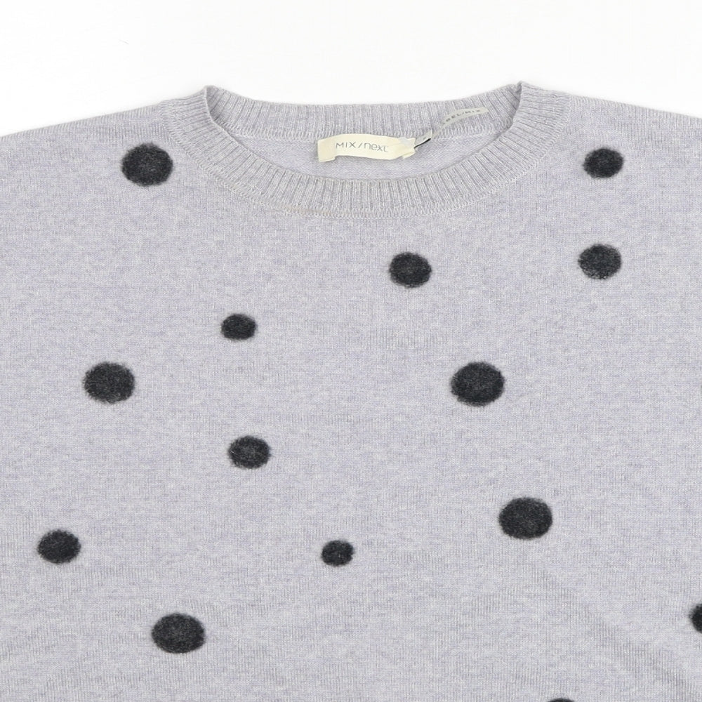 NEXT Womens Blue Round Neck Polka Dot Wool Pullover Jumper Size S