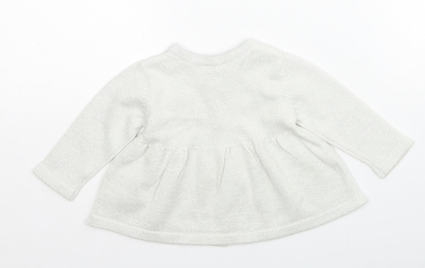 Monsoon Girls White Cotton Cardigan Jumper Size 3-6 Months Button