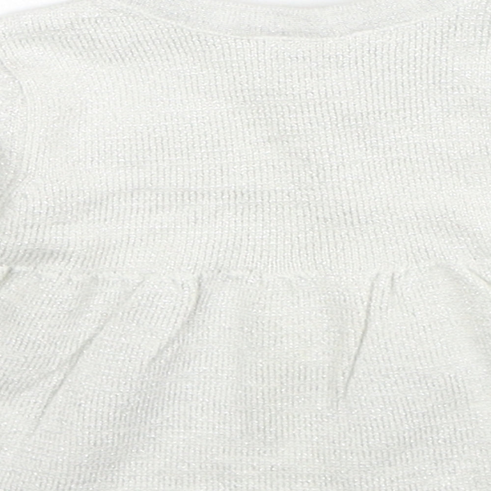 Monsoon Girls White Cotton Cardigan Jumper Size 3-6 Months Button