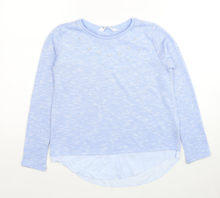 H&M Girls Blue Round Neck Viscose Pullover Jumper Size 11-12 Years Pullover