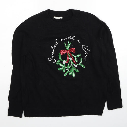 H&M Womens Black Round Neck Polyamide Pullover Jumper Size XS - Sealed with a Kiss