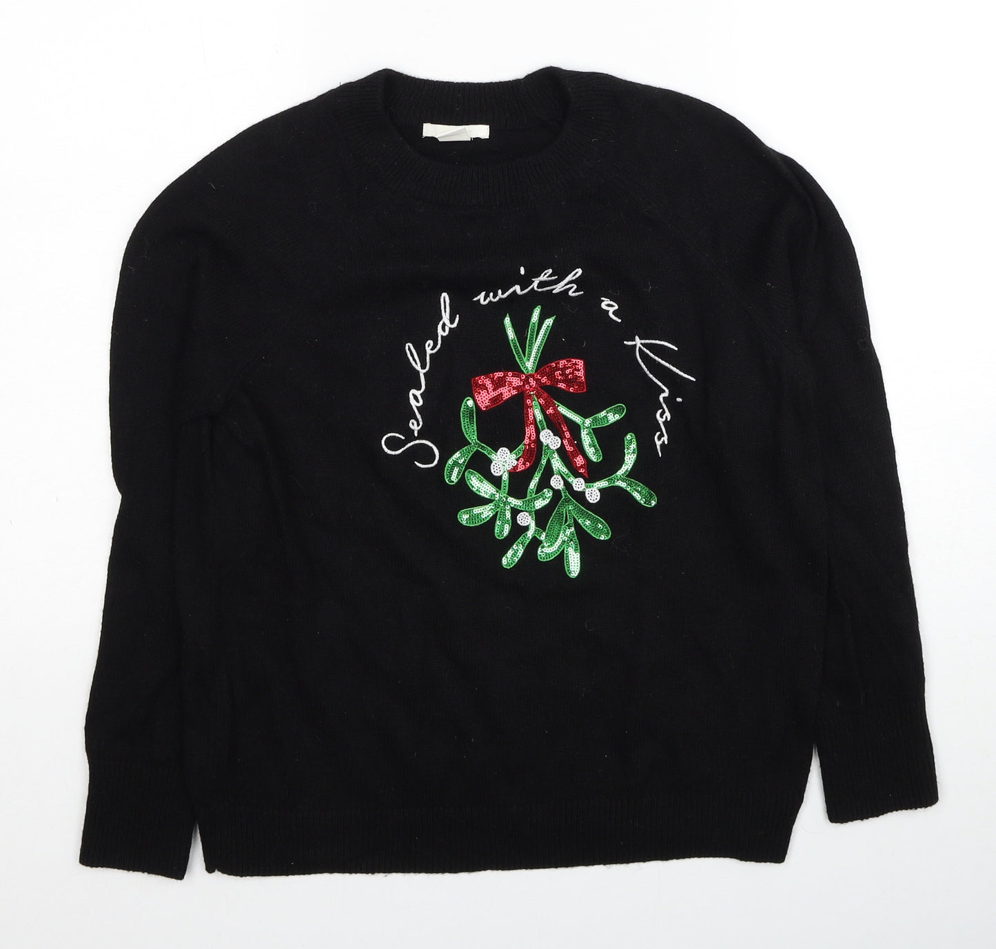 H&M Womens Black Round Neck Polyamide Pullover Jumper Size XS - Sealed with a Kiss