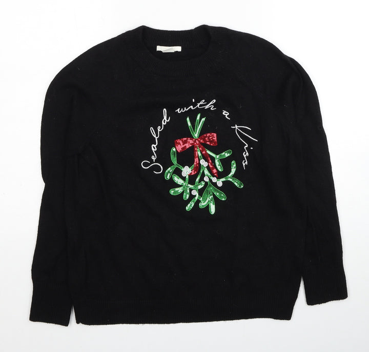 H&M Womens Black Round Neck Polyamide Pullover Jumper Size XS - Sealed with a Kiss
