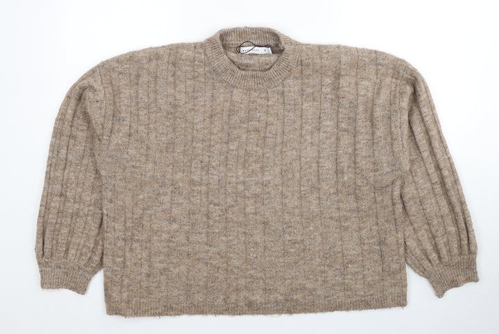 Warehouse Womens Brown Crew Neck Polyester Pullover Jumper Size M