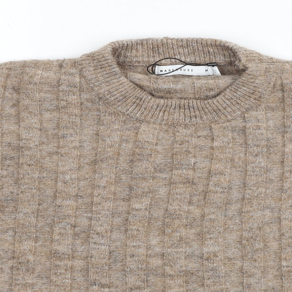 Warehouse Womens Brown Crew Neck Polyester Pullover Jumper Size M