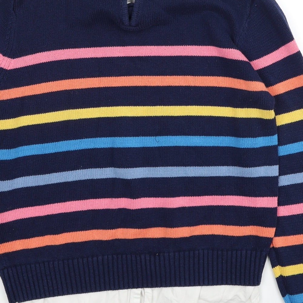 Love&Roses Womens Blue Round Neck Striped Cotton Pullover Jumper Size M