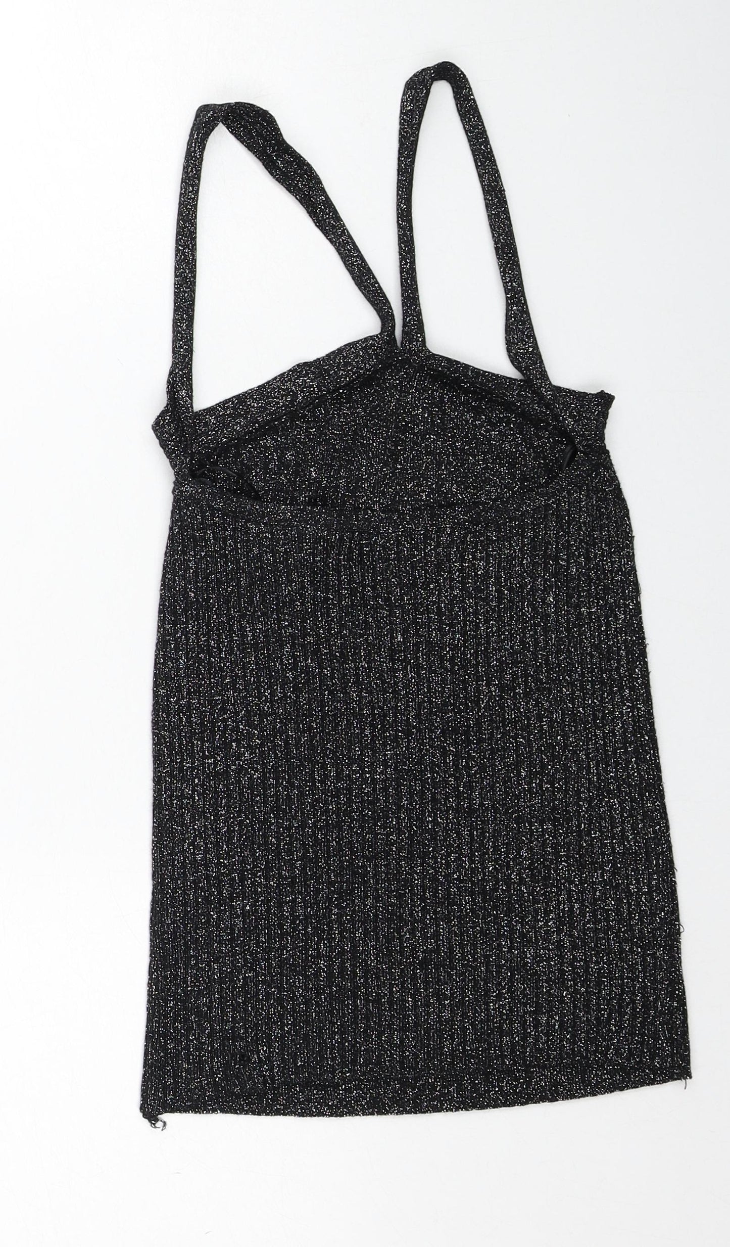 Topshop Womens Black Viscose Basic Tank Size 8 V-Neck
