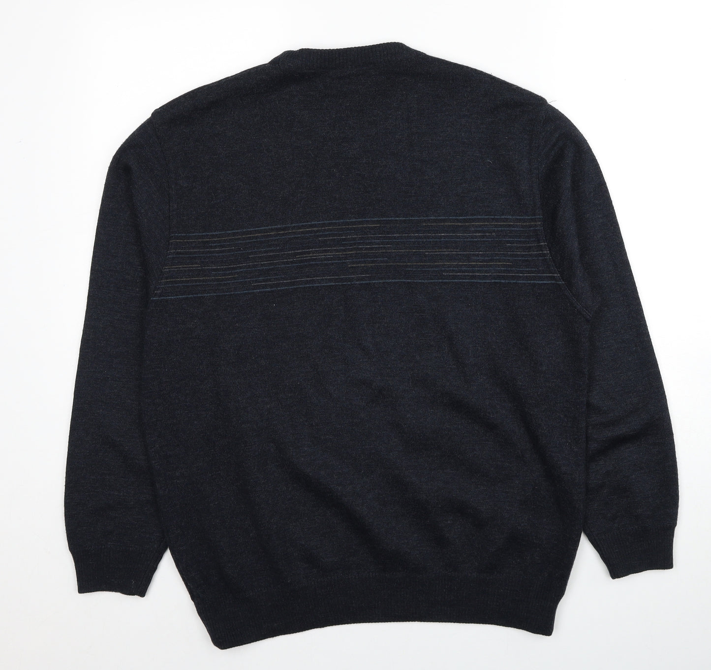 Marks and Spencer Mens Blue Round Neck Acrylic Pullover Jumper Size M Long Sleeve