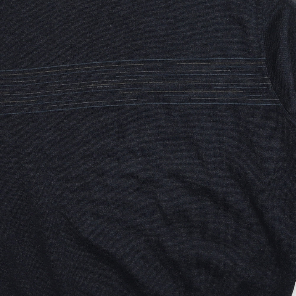 Marks and Spencer Mens Blue Round Neck Acrylic Pullover Jumper Size M Long Sleeve