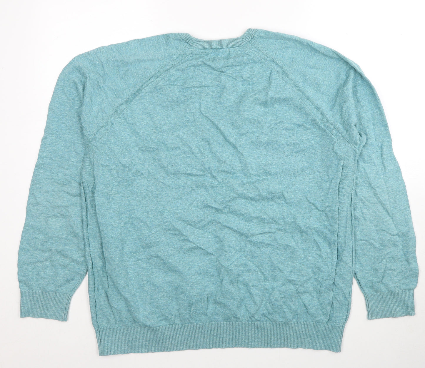Marks and Spencer Mens Blue Round Neck Cotton Pullover Jumper Size 2XL Long Sleeve