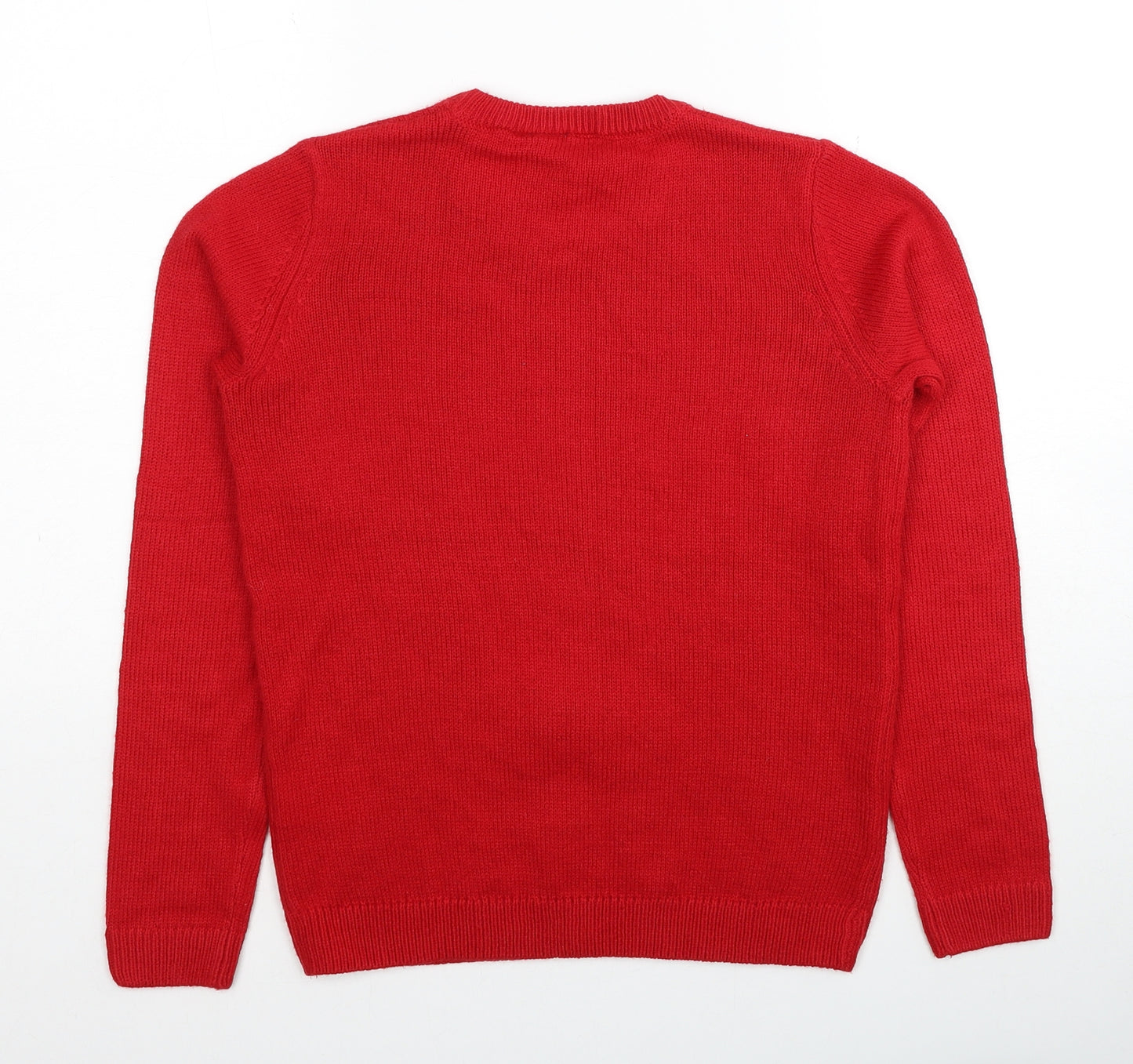 Pepperts Boys Red Crew Neck Acrylic Pullover Jumper Size 10-11 Years Pullover - Christmas Reindeer