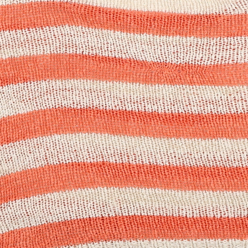 New Look Womens Orange Round Neck Striped Acrylic Pullover Jumper Size 10
