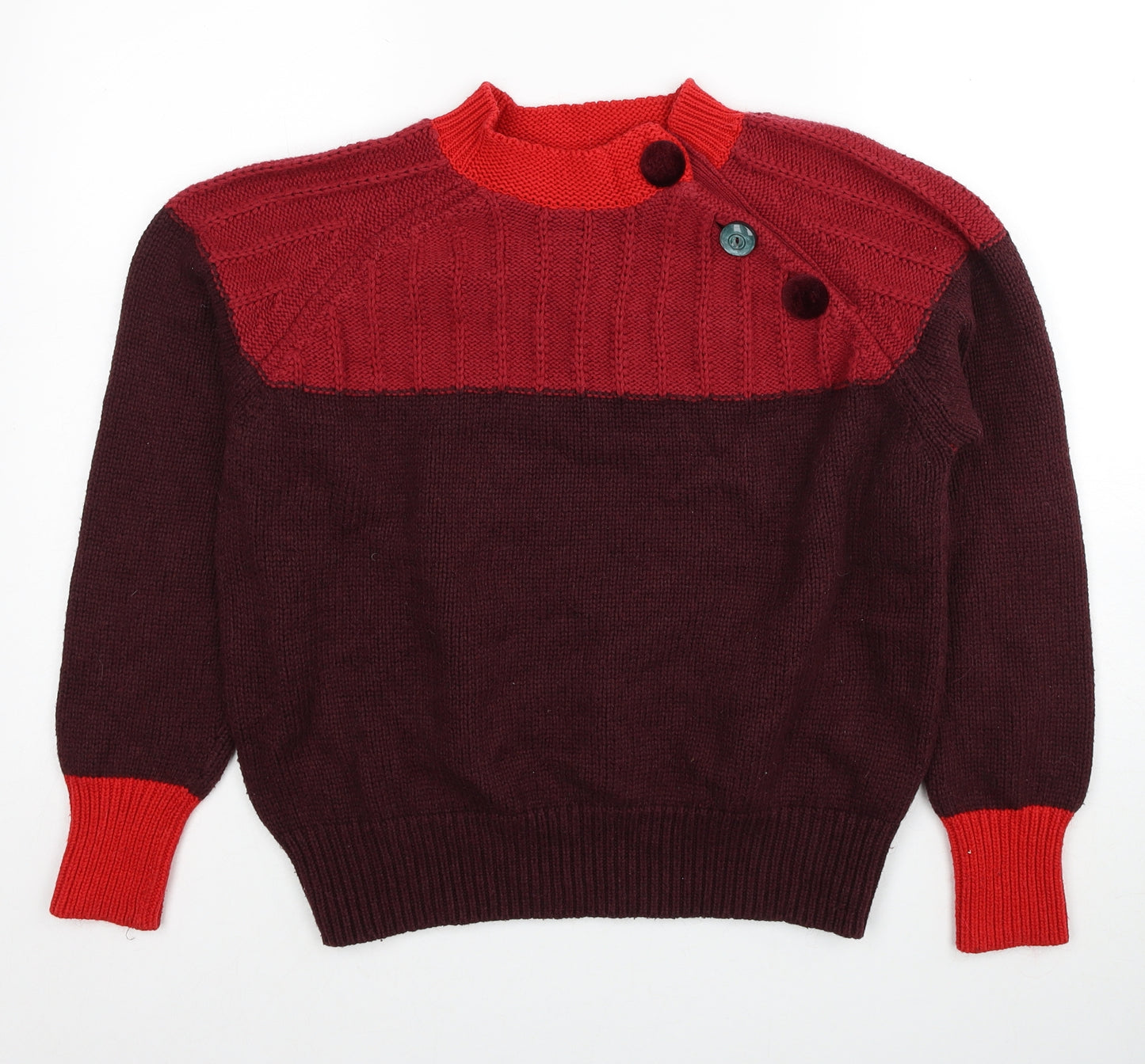 Marks and Spencer Womens Red Mock Neck Cotton Pullover Jumper Size 12