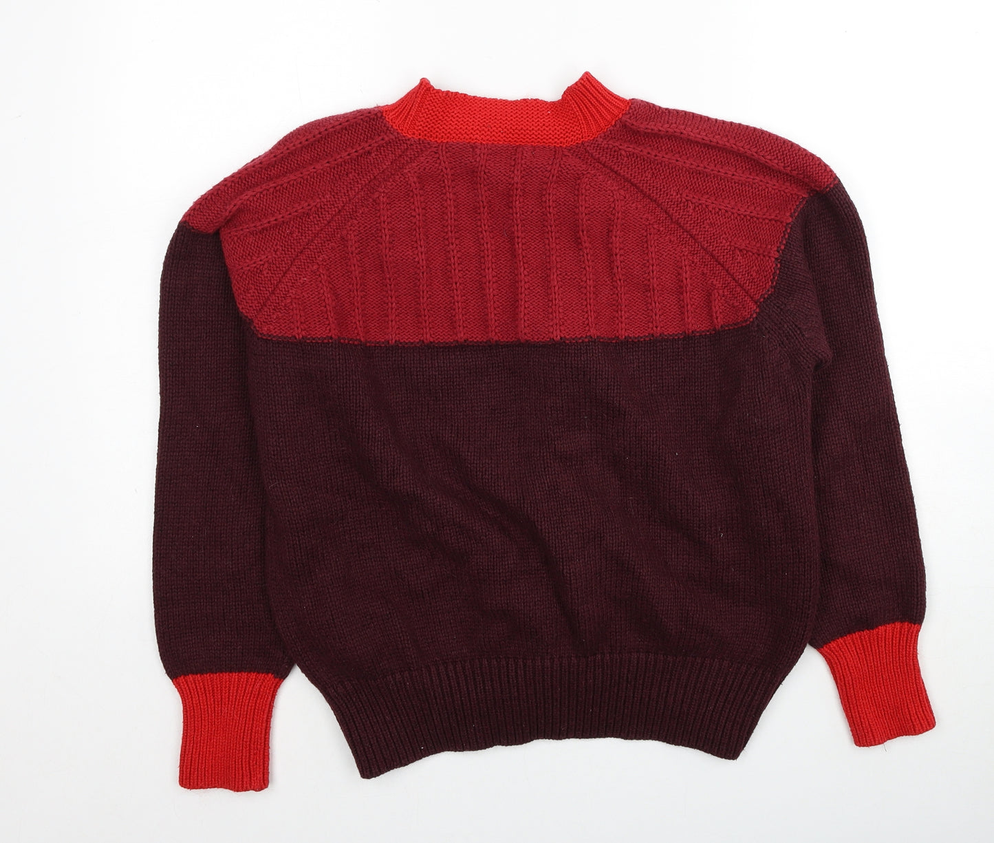 Marks and Spencer Womens Red Mock Neck Cotton Pullover Jumper Size 12