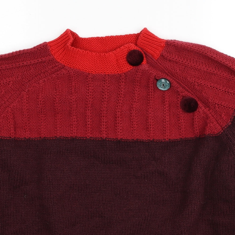 Marks and Spencer Womens Red Mock Neck Cotton Pullover Jumper Size 12