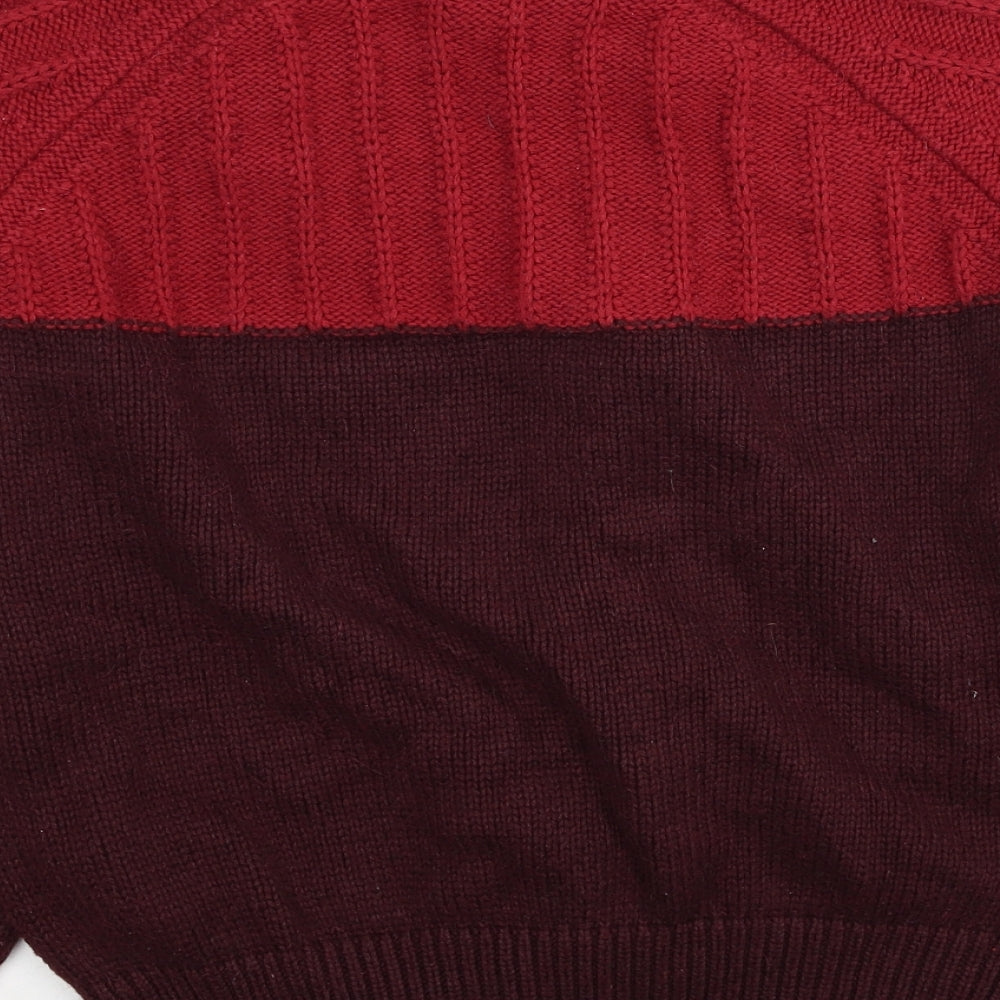 Marks and Spencer Womens Red Mock Neck Cotton Pullover Jumper Size 12