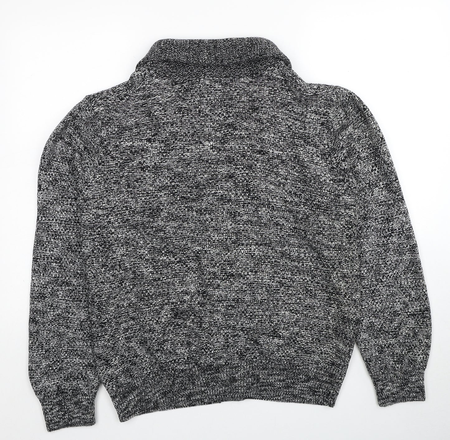 Marks and Spencer Mens Grey Collared Cotton Cardigan Jumper Size L Long Sleeve