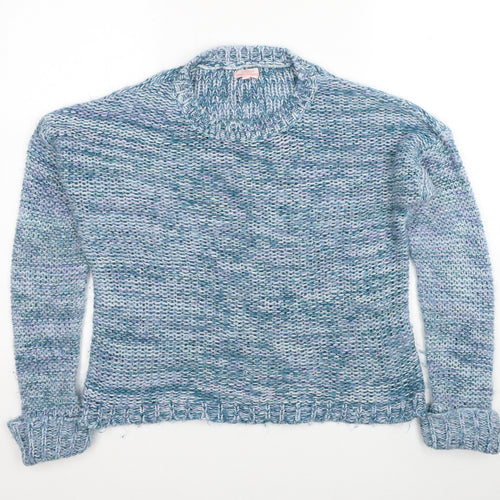 Preworn Womens Blue Round Neck Acrylic Pullover Jumper Size 12