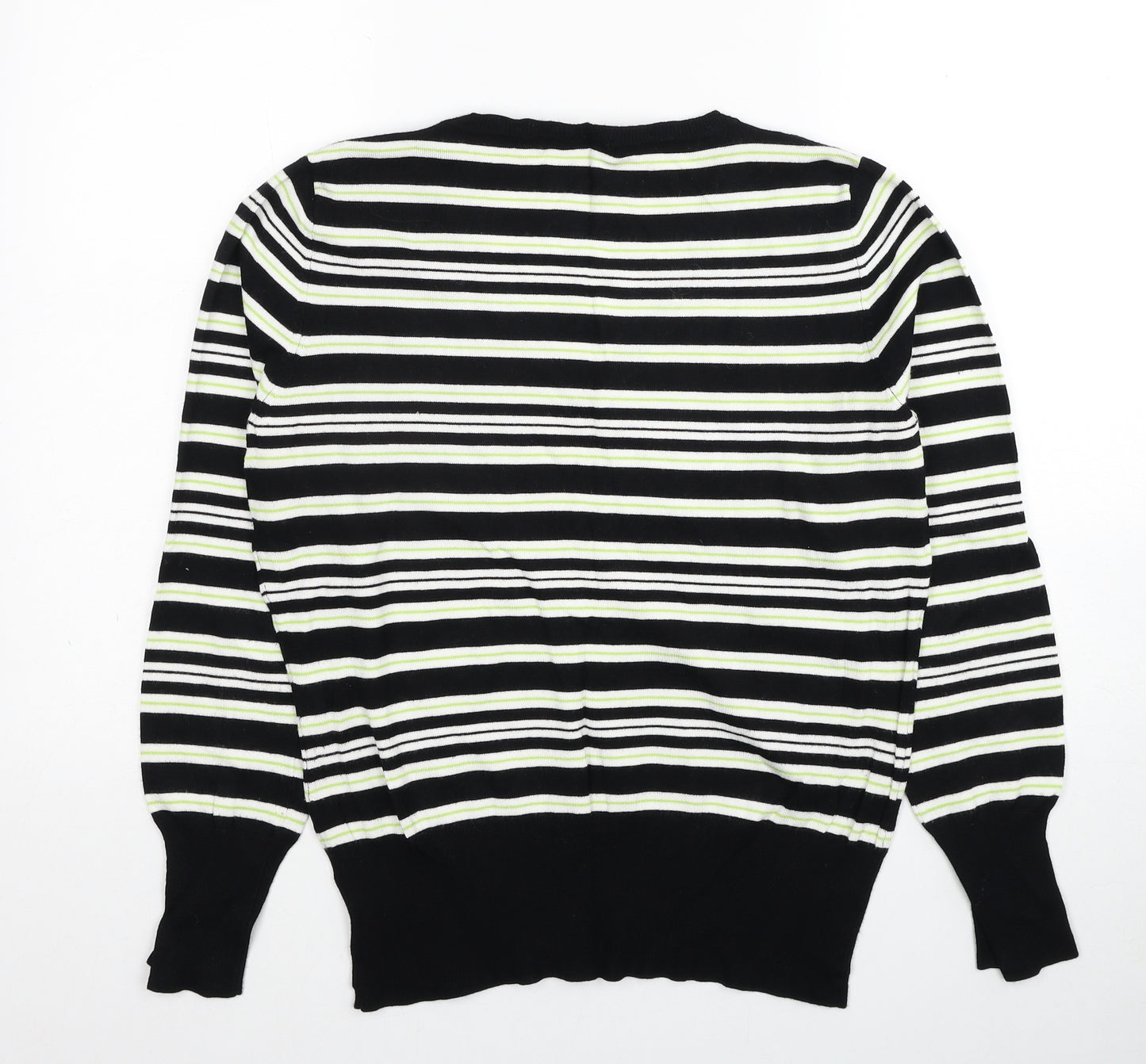 George Womens Black V-Neck Striped Viscose Pullover Jumper Size 18
