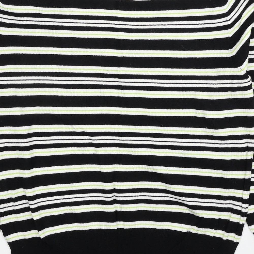 George Womens Black V-Neck Striped Viscose Pullover Jumper Size 18
