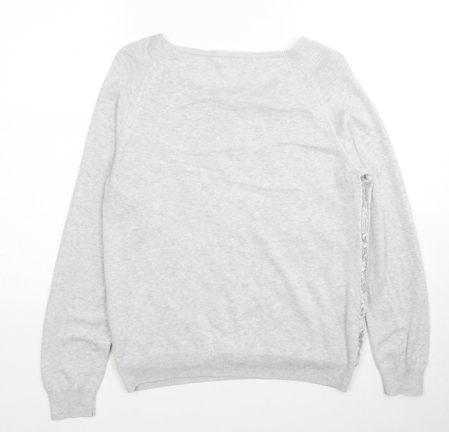 F&F Womens Grey Boat Neck Viscose Pullover Jumper Size 14