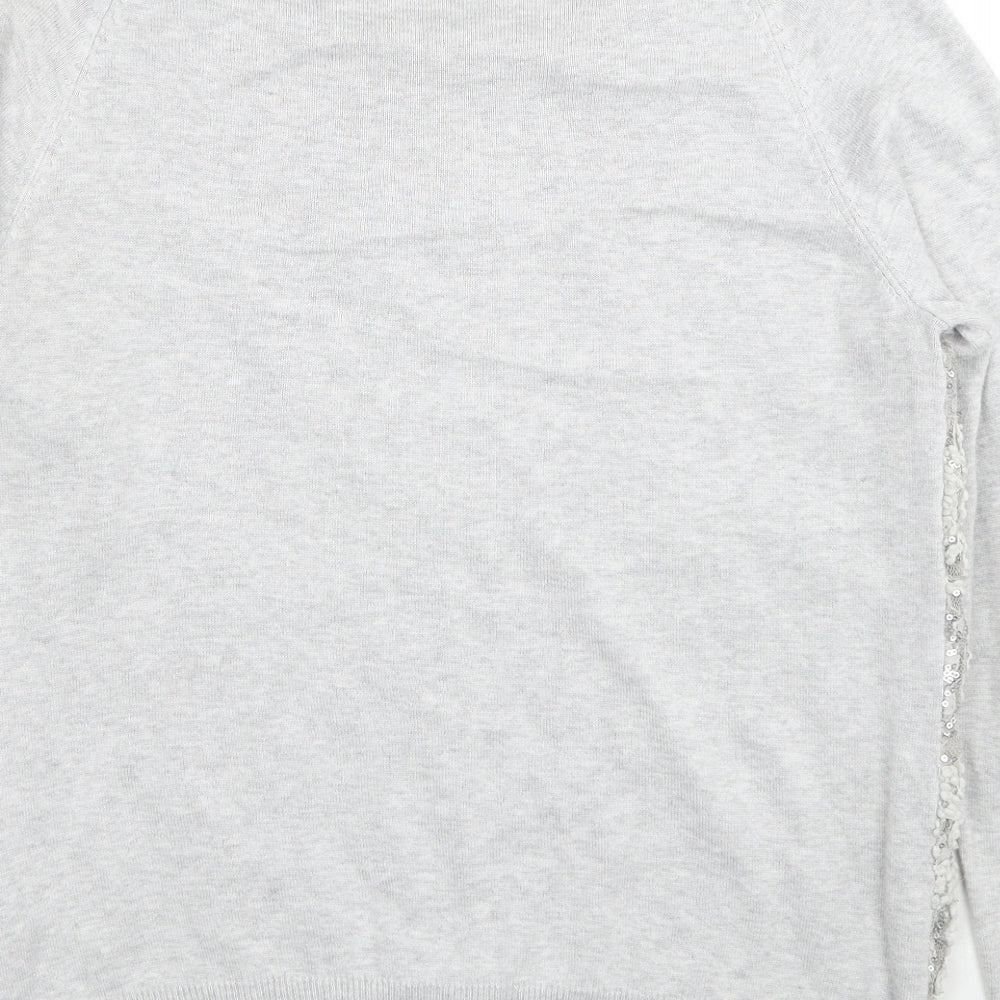 F&F Womens Grey Boat Neck Viscose Pullover Jumper Size 14