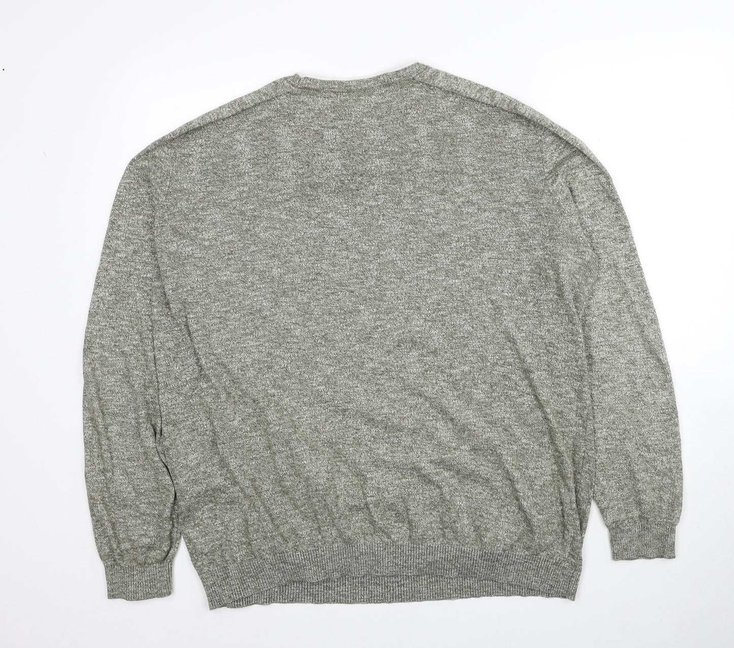 River Island Mens Grey Round Neck Cotton Pullover Jumper Size 2XL Long Sleeve