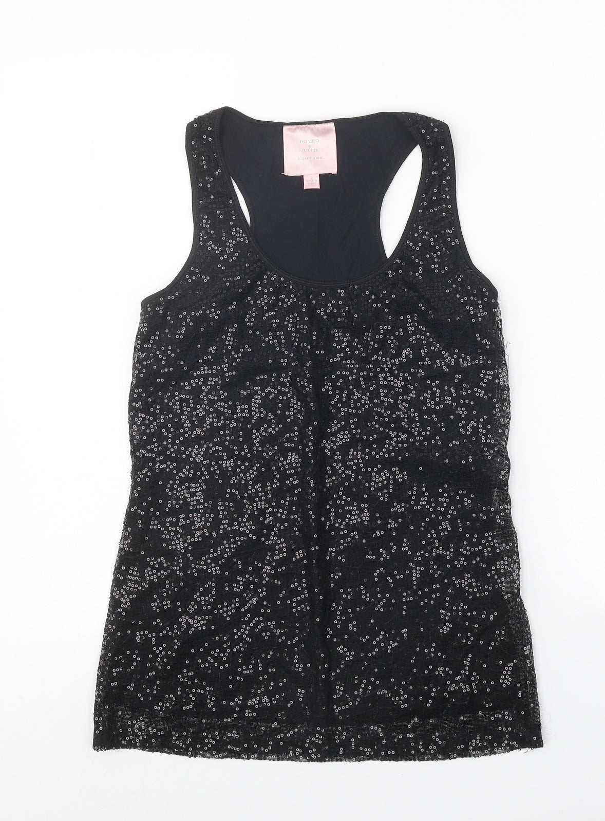Romeo & Juliet Couture Womens Black Polyester Basic Tank Size S Scoop Neck