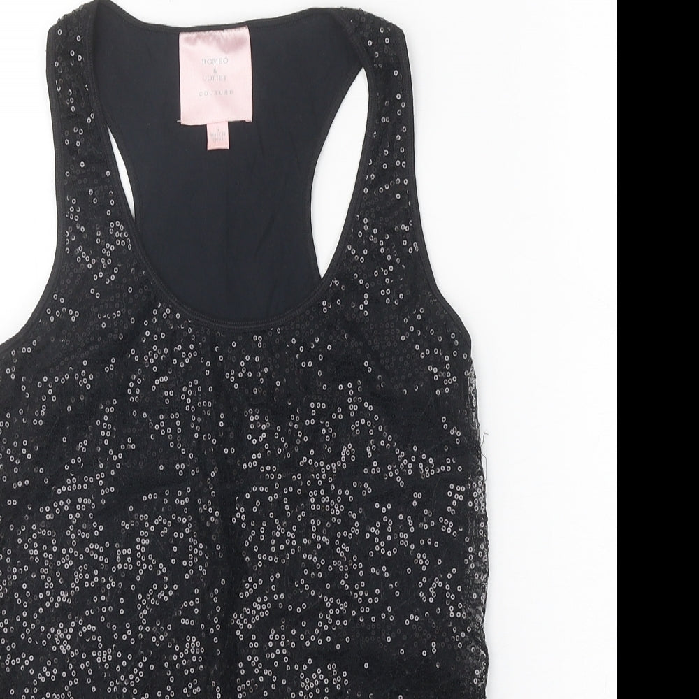 Romeo & Juliet Couture Womens Black Polyester Basic Tank Size S Scoop Neck