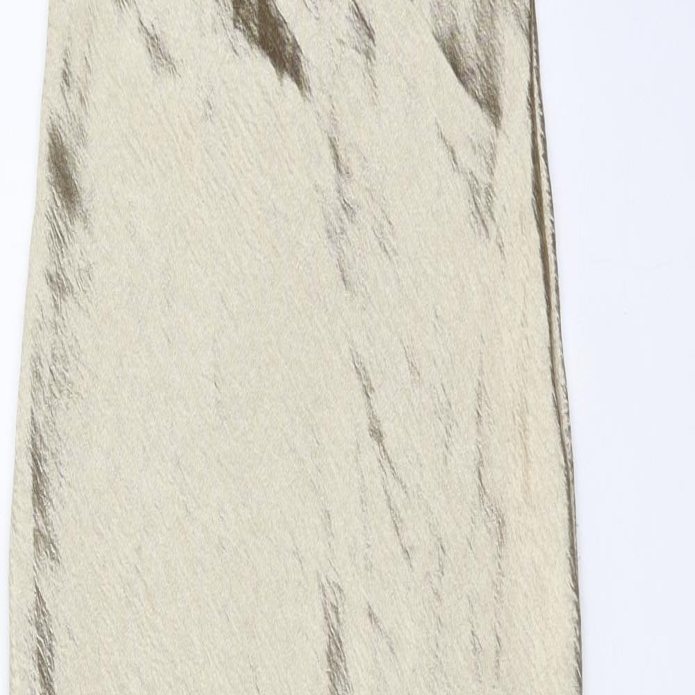 Preworn Womens Gold Polyester Maxi One Size Cowl Neck Tie